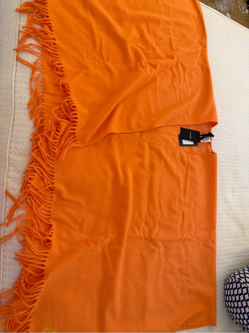 Pinko Bright Orange Fringe Swim Sarong Wrap